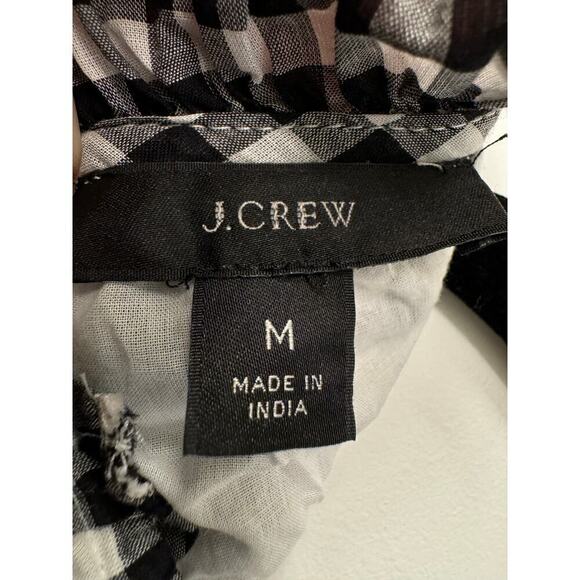 J Crew Black and White Plaid Daisy Peplum Plaid Cotton Blouse size Medium - Picture 8 of 8